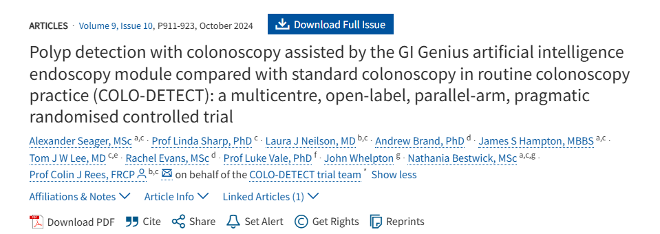 COLO-DETECT Trial Published in The Lancet 